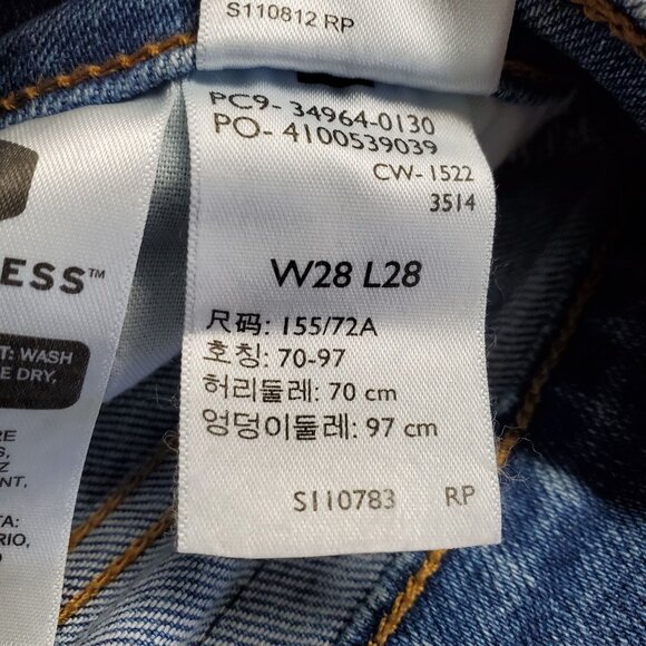 Levis Jeans Womens 28 Blue Wedgie Straight Stretch Button Fly Frayed Hem - Picture 5 of 14